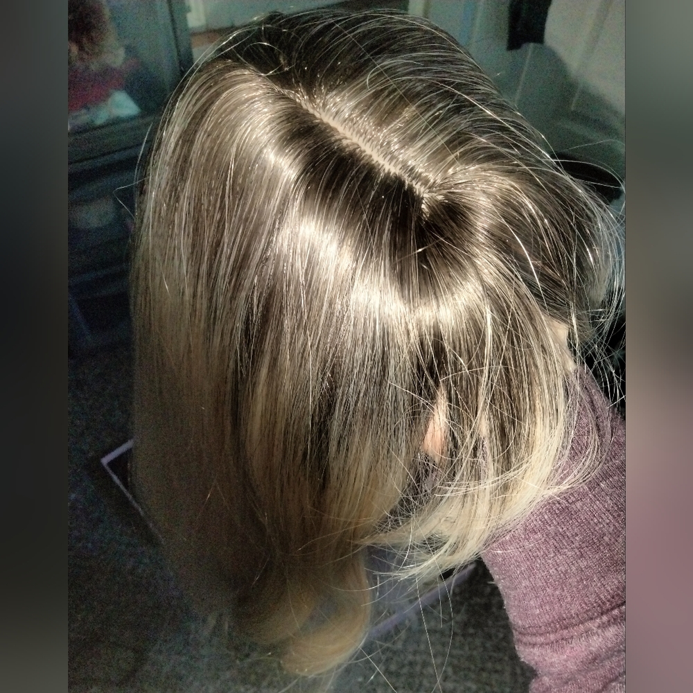 blonde wig with pink streaks